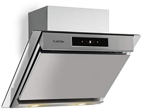 KLARSTEIN Balzac hotte aspirante - Extraction et recirculation d'air, Commande tactile, Eclairage LED, Filtre à graisse, Débit d'air 610m³/h, 210W, Argent, Type : Balzac, 60cm