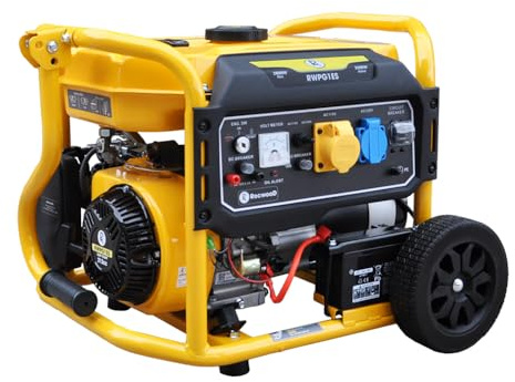 RocwooD Petrol Generator 2800w 2.8Kw 8HP 4 Stroke OHV Engine DC 12V/8.3A Output Electric Key Start Portable Outdoor 115V/230V AC Power Sockets