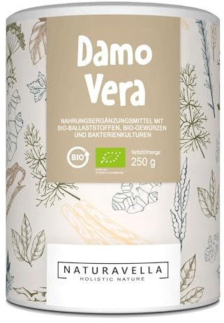 NATURAVELLA DamoVera Bio Darmkur | 250g | Bio-Ballaststoffe | Flohsamenschalen, Gewürze & aktive Bakterienkulturen | Unterstützt als Verdauungshelfer Stoffwechsel & Darmflora | Vegan und laborgeprüft