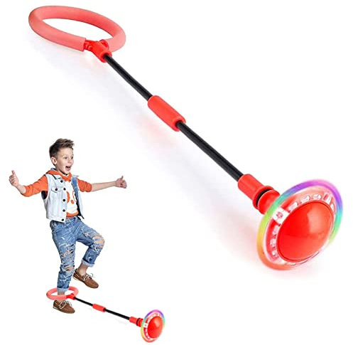 Q-WOOFF Kinder Blinkender Springring, Sport Sprungball，Faltbarer Flash Jumping Ball, Geeignet Für Geschicklichkeitsspiele Für Kinder Oder Erwachsene, Übung (Rot，L)