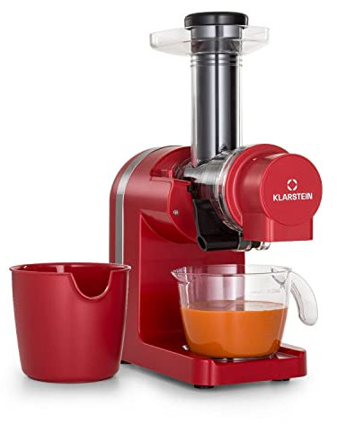Klarstein Bella Elegance Saftpresse 200 W, Entsafter mit 400 ml, BPA-frei, rutschfester Standfuß, max. Dauerbetriebszeit: ca. 20 Minuten, einfache Reinigung, rot