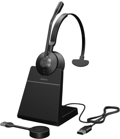 Jabra Engage 55 Mono Wireless Headset with DECT Adapter - Noise-Cancelling Mic, Extensive Range and Charging Stand - Certified for Google Meet and Zoom, works with all other leading platforms - Black
