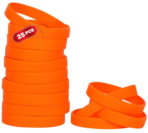 THXIY 25 st silikonarmband armband, tomma gummiarmband elastiska universella armband gummi grossist armband bulk för vuxna män kvinnor orange