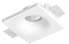 BARCELONA LED - Downlight Led Cuadrado de Escayola Trimless. Plafón Empotrable con casquillo GU10 – Pintable, Lavable, Sin Marco – Iluminación Minimalista para Interior