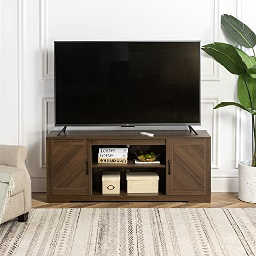 Zinus Bennett Mobile PortaTV - Supporto TV 147x40x60 cm - Unità con ripiani e ante - Brown