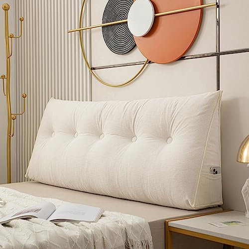 Dreieckiges Keilkissen, 200 x 50 x 20 cm, Lesekissen für Bett/Sofa, großes Lendenwirbelstützkissen mit abnehmbarem Bezug, weiches Rückenkissen zur Druckreduzierung