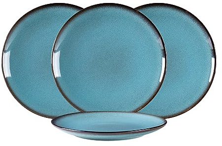 HENXFEN LEAD Mattallrik, porslin, pastatallrik tallrik, set, frukosttallrik, 26 cm stor mattallrik, himmelsblå