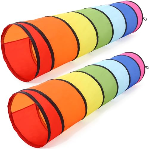 Simgoing 2 Pcs Play Tunnel for Kids Toddlers 6ft Multicolored Crawl Tunnel Play Tent for Baby or Pet Collapsible Gift for Boy and Girl Indoor and Outdoor Game(Classic)