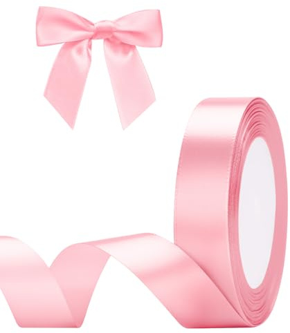 G2PLUS Pink Satin Ribbons, 20mm Valentine's Day Ribbons for Gift Wrapping, 22M Gift Wrap Ribbon, Decorative Gift Wrapping Ribbon for Valentine's Day, Crafting, Wedding Party Decoration