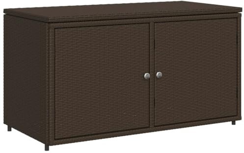 vidaXL Gartenschrank, Geräteschrank mit viel Stauraum, Beistellschrank Schrank mit Türen, Balkonschrank Terrassenschrank, Braun Poly Rattan
