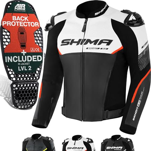 SHIMA BANDIT Giacca Moto Uomo AIRFORCE Paraschiena Giubbotto Protezioni Estiva Giacche Pelle Ventilato Leggero Motociclista Abbigliamento Protezione Tuta da Moto Estate (Uomini, Rosso, 48)