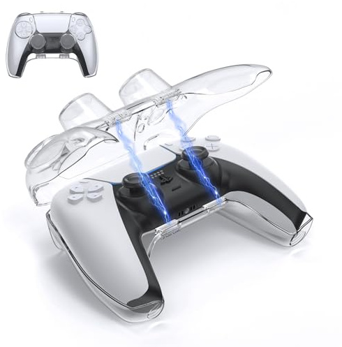 IINE Protective Case for PS5 Controller, Transparent Shell Storage Case with Magnetic Closure, Carrying Travel Case Joystick Protector for Playstation 5 DualSense Controller