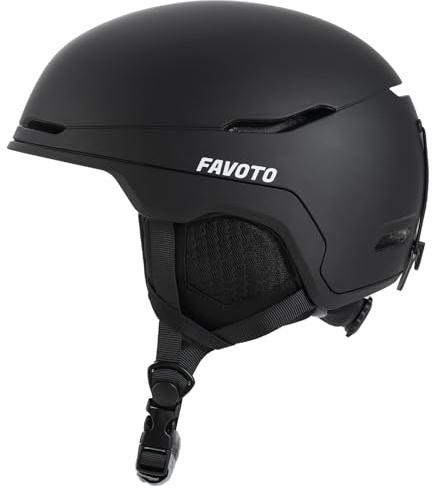 Favoto Casco da Sci Regolabile Traspirante - Casco da Snowboard per Uomo Donna con Ventilazione Casco per Sport Invernali Caldo per Ciclismo Motoslitta M (54-58cm) Nero