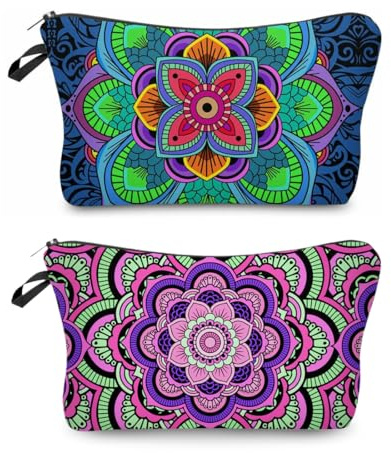 Cosmétiques en Toile, Multi-Fonctionnelle Pochette Maquillage de Voyage Imprimée, Sac à Cosmétiques à Glissière idéal pour Les Cosmétiques, la Papeterie, Les Cartes de Changement,Trousse de Toilette