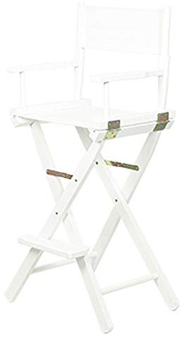 Silla de director telescópica portátil de maquillaje para artistas, silla alta de madera para exteriores con diseño plegable, silla de maquillaje alta con patas altas blancas (blanco)