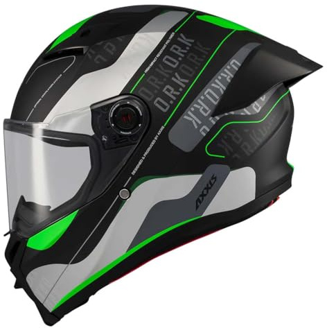 Casco AXXIS Fenix ORK Verde Mate - Casco de Moto Integral Unisex Hombre y Mujer - Homologado ECE 22.06 (M)
