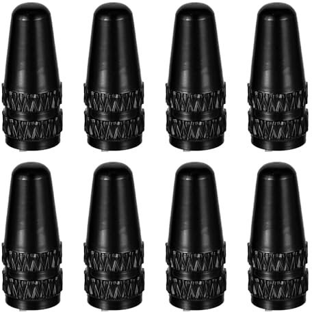 8 Pcs Presta Valve Caps,Aluminum Anodized Dust Caps for Bikes Valve Cap,French Tire Tubeless Stem Alloy Adapter Mesh Threads for MTB Road Racing Bicycle,Rocket Style,Lightweight,Portable,Durable,Black