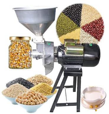 WRJAHCG Commercial Dry And Wet Grinding Machine with Funnel,Thickness Adjustable Feed Mill Pellet Maker,Electric Grain Mill Grinder for Rural Farms,3000W
