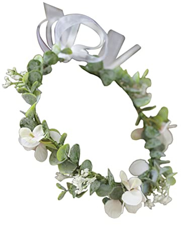 Veemoon Couronne de Fiançailles pour Mariée Bandeau Floral Élégant Eucalyptus Blanc Accessoire de Cheveux Décoratif pour Cérémonie de Mariage et Événements Spéciaux