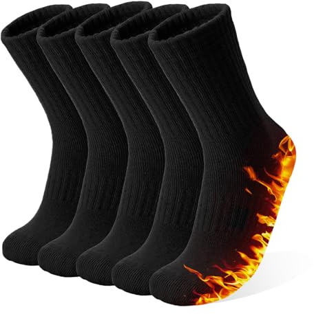 VoJoPi 5 Pairs Women's Thermal Socks, Ladies Winter Wool Warm Comfy Crew Thick Boot Socks for Outdoor Sports Work Hiking Daily, Sizes UK 4-8.