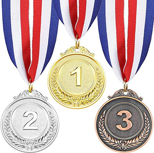 Deerul Olympiska medaljer set, guld silver brons, med tricolorband, 3 stycken
