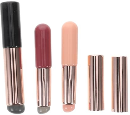 DECORNIJIA Pincel De Silicona Para Uñas y Decoración De Uñas 3 Piezas Tamaño Pequeño Colores Negro, Rosa y Marrón Aplicador De Polvo De Silicona Para Uso Profesional y Personal