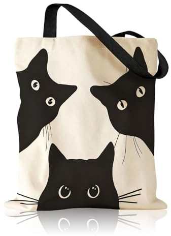 RUISPEED Borsa di cotone estetica con scomparto interno – Borsa tote in tela alla moda per donne, ideale per shopping, fitness e vita quotidiana