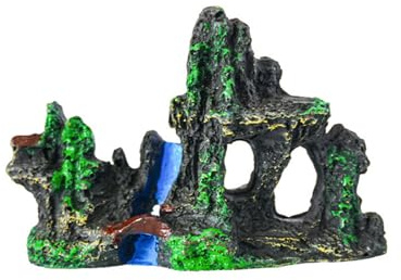 Mountain View - Decoración de acuario y cueva con casa de árbol para peces pequeños