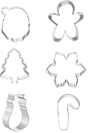 Molde Cortador De Galletas De Navidad | 6 Piezas Acero Inoxidable | Juego De Cortadores Y Moldes Para Tartas Navideñas - Para Alimentos Fondant Queso Postre Fiesta De Invierno Toda La