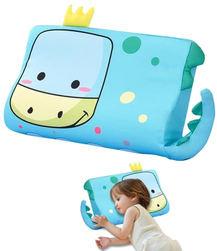 Dhqkqg Cuscino per Bambini, 45x27x6cm Cuscino Memory Foam Bambini con Lavabile Federa, Cuscino per Bambini Calmly con Animali Kawaii, Ergonomico, per Ragazzi e Ragazze (Dino)