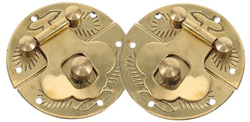 NOLITOY 2 pièces Loquet Décoratif Laiton pour Boîte à Bijoux Mini Fermeture Ronde Accessoire de Quincaillerie pour Coffrets Bois Serrure Fiable et Fonctionnelle Lot