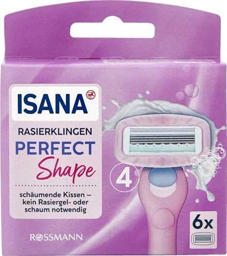 ISANA Perfect Shape - Cuchillas de afeitar para mujer, 6 cuchillas de repuesto para maquinilla de afeitar y espuma