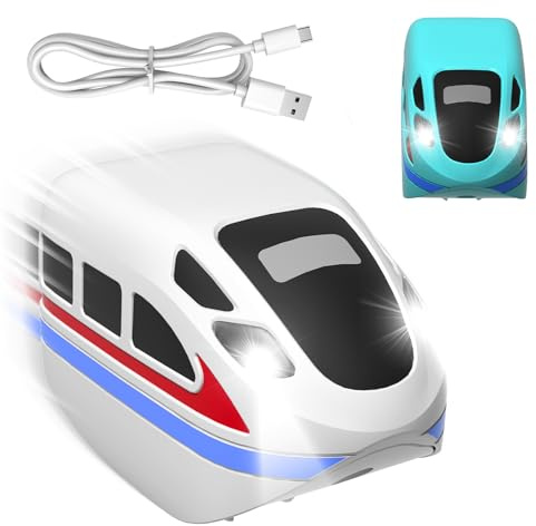 Lot de 2 Train Electrique Enfant pour Circuit 3D Anti-Gravité – Train Enfant Compatible avec Goody King, Rechargeable USB, Jouet de Construction Créatif pour Garçons et Filles de 4 à 12 Ans
