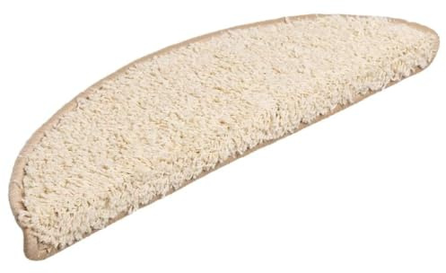 LoogCape Stegmattor uppsättning om 20 krämfärgad, tuftad PP, 56 x 17 x 3 cm, halvcirkelformad, med dubbelsidiga tejp, halkfri för trappskydd, skydd och stegdämpning inuti