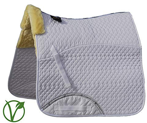Rhinegold Unisex's 455-F-WH/NAT Luxe Fur Dressage Saddle Cloth, White/Natural, Full