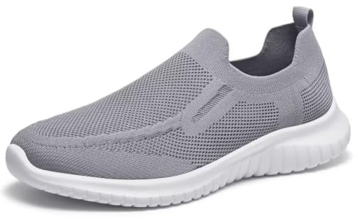 TIOSEBON Zapatillas Deportivas Slip-on para Hombre Casuales de Tenis Ligeras para Correr y Caminar Talla 44 UE Gris Claro