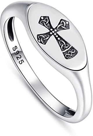 TANGPOET Keltische Knoten ringe Kreuz ring für Damen, Daumen ringe, 925er Sterlingsilber, keltischer Schmuck, Geschenke für Damen und Herren