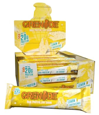 Grenade Barra de Proteína Baja en Azúcar - Sabor Lemon Cheesecake, 12 x 60 g