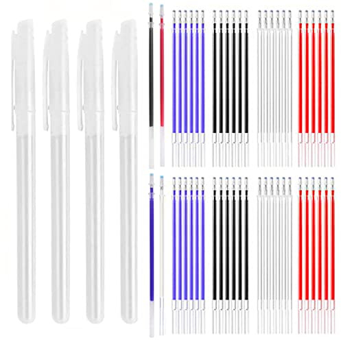MEISO Bolígrafo Borrable de Calor Rotuladores de Tela Borrables 4 Colores de Marcadores Borrables con Calor con 52 Recargas para Cuero, Ropa, Costura, Confección
