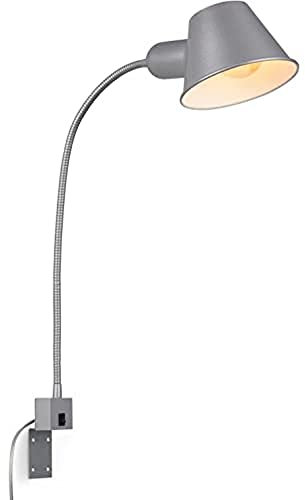 BRILONER - Leselampe mit Ein/Aus-Schalter, schwenkbar, viele Befestigungspositionen, Wandleuchte Innen, Wandlampe, Bettlampe, Lampe Bett, Leselicht, Nachttischlampe, 63x14 cm, Chrom-Matt