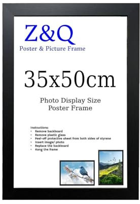 Z&Q Wall Picture Hanger Black 35 x 50 cm Poster Frame Polished Plexiglas Vertically or Horizontally Display Photo Painting Print - Wall Mounting Hardware Included
