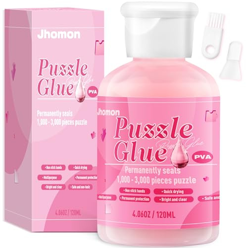 Clear Puzzle Glue With Brushes 120ML, Jigsaw Accessories and Tools, Water-Soluble Special Craft Sheets for Girls (4OZ)