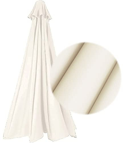Toile De Rechange Pour Parasol Déporté, Toile De Parasol Ronde 2.7m/3m 6 Baleines/8 Baleines Toile De Remplacement, Dessus De Parapluie Toile De Rechange Pour Parasol Auvent ( Color : Beige White , Si