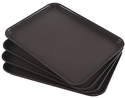 Dehouse 4 Packs Plastic Fast Food Serving Trays, Plastic Cafeteria Tray, Brown