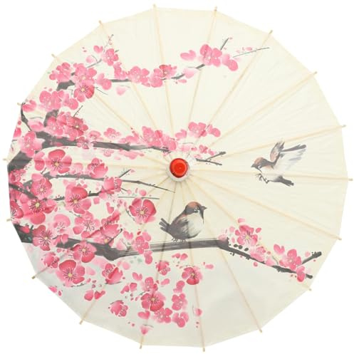 Vaguelly Parasol rétro en papier de 56,9 cm - Parapluie décoratif pour mariage - Accessoire de photographie de mariée avec poignée en bois lisse