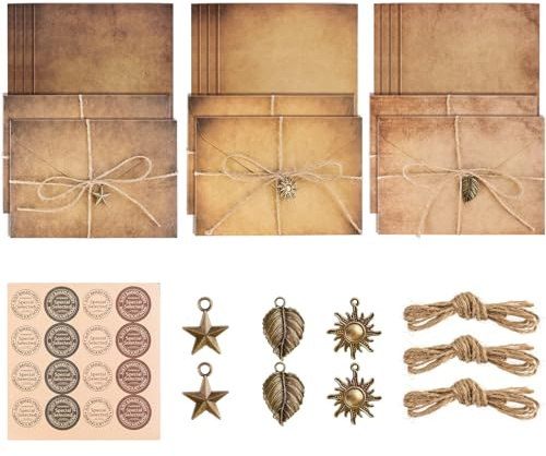 Papel y Sobres Vintage, Diseño Kraft para Carta y Regalos de Cumpleaños Hecho a Mano