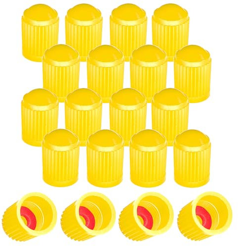 cyclingcolors 20x Ventilkappen Ventildeckel Auto Motorrad Fahrrad Ventilabdeckung Radventilkappen Reifenventilkappen Autoventil-Kappen Kunststoff, Gelb