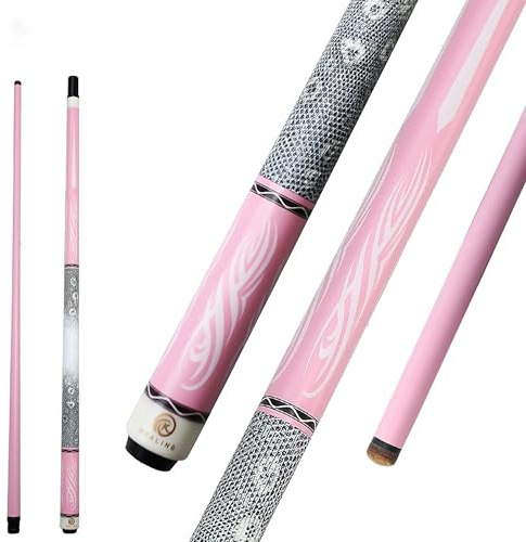 Stecca da biliardo professionale rosa da donna Bordo posteriore in pelle e fibra di carbonio Diametro testa 12,4 mm per dilettanti e professionisti