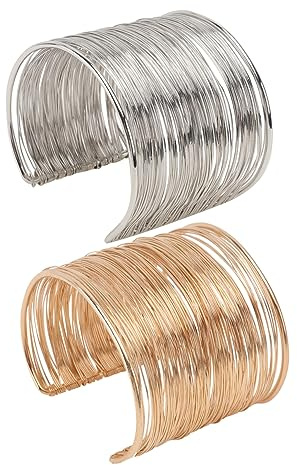 BESTYASH Pulsera de Aleación de Metal Ajustable para Mujer, 2 Piezas, Diseño Clásico Vintage y Cómodo, para Fiestas y Regalos de Novia