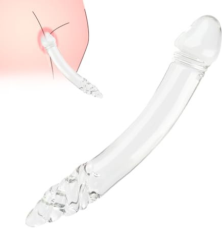Glass Doppeldildos, 23 cm / 9 Inch Transparenter Glas Dildo, Penis Glas, G Punkt Stimulation Dildo, Frauen Sextoy Doppeldildo, Anal Sexspielzeug für Männer Lesben